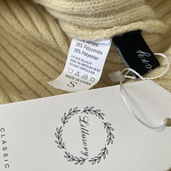 LilluSory Loose Turtleneck Sweater Dress S Oversize Ribbed Knit Slit Pullover - Picture 10 of 11